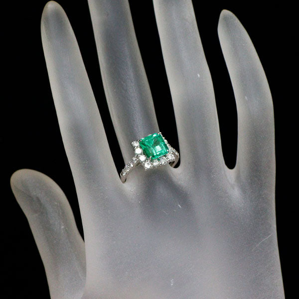 Pt950 エメラルド ダイヤモンド リング 1.87ct D1.01ct