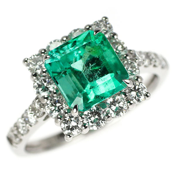 Pt950 エメラルド ダイヤモンド リング 1.87ct D1.01ct