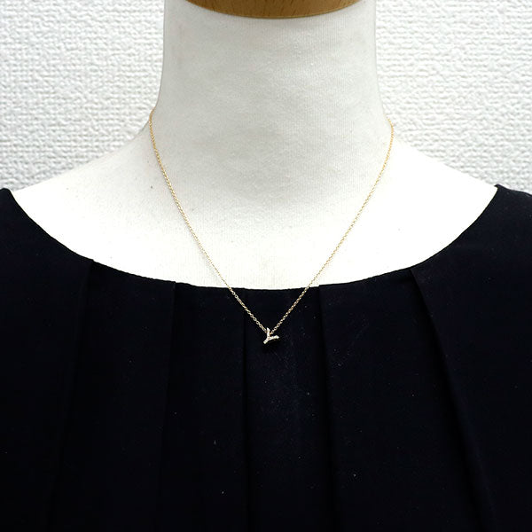 ポンテヴェキオ K18YG ダイヤモンド ペンダントネックレス 0.03ct イニシャル「Y」