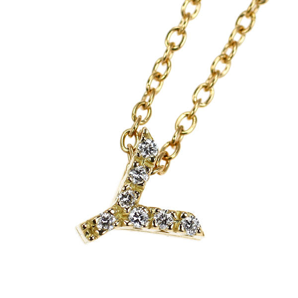 ポンテヴェキオ K18YG ダイヤモンド ペンダントネックレス 0.03ct イニシャル「Y」