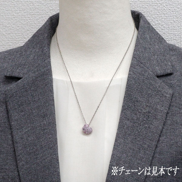 K18WG ピンクサファイア ブラックダイヤモンド ペンダントトップ うさぎ