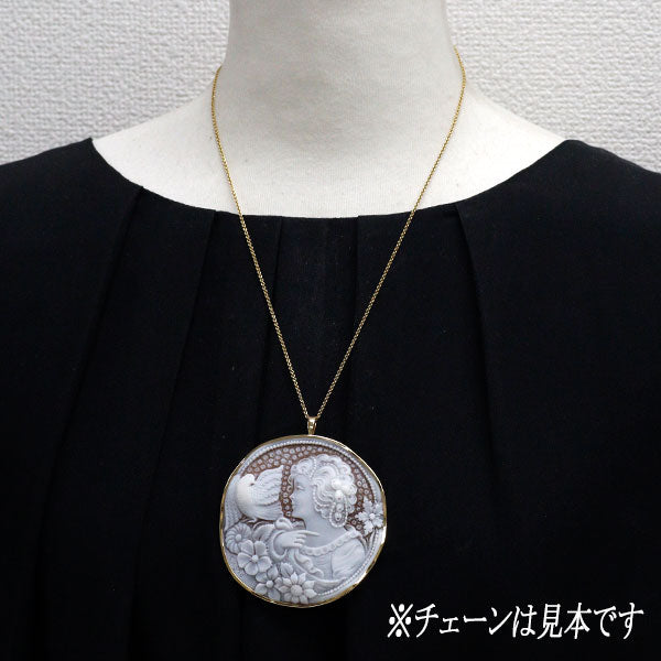 K18YG シェルカメオ ブローチ 兼ペンダントトップ