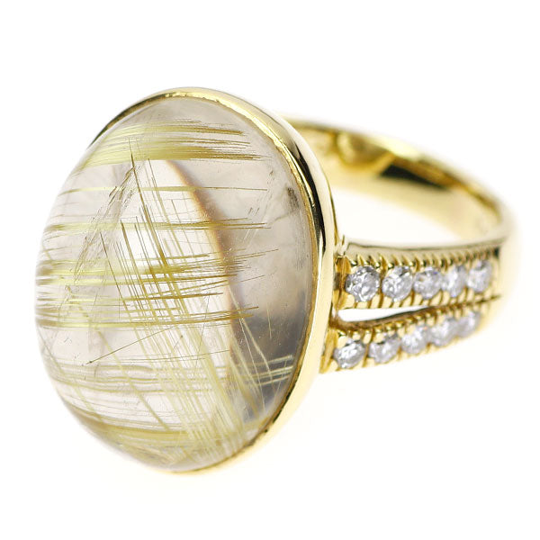 K18YG ルチルクオーツ ダイヤモンド リング 19.09ct D0.50ct
