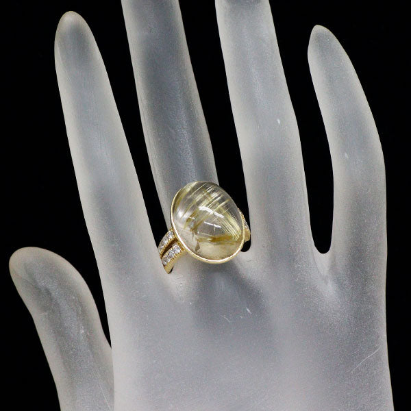 K18YG ルチルクオーツ ダイヤモンド リング 19.09ct D0.50ct