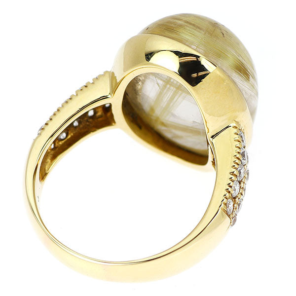 K18YG ルチルクオーツ ダイヤモンド リング 19.09ct D0.50ct