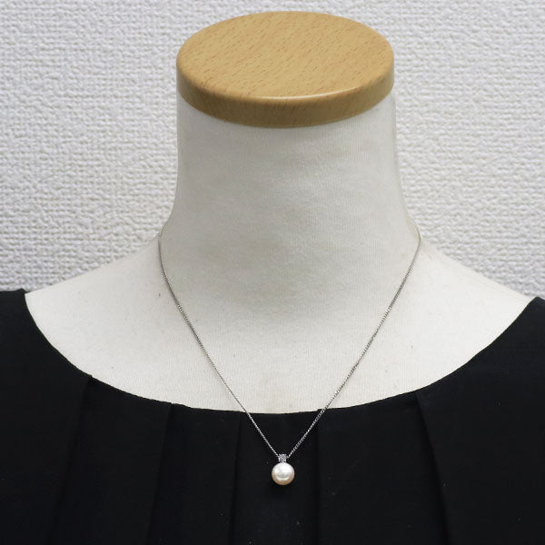 田崎真珠 Pt850 アコヤ真珠 ダイヤモンド ペンダントネックレス 径約8.8mm D0.10ct
