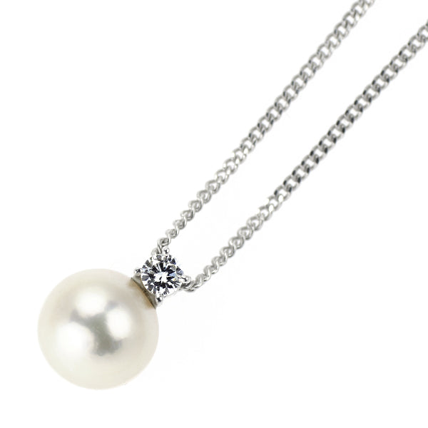 田崎真珠 Pt850 アコヤ真珠 ダイヤモンド ペンダントネックレス 径約8.8mm D0.10ct