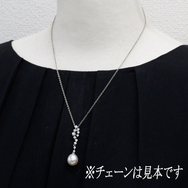田崎真珠 K18WG 白蝶真珠 ダイヤモンド ペンダントトップ 縦約11.2mm D0.68ct