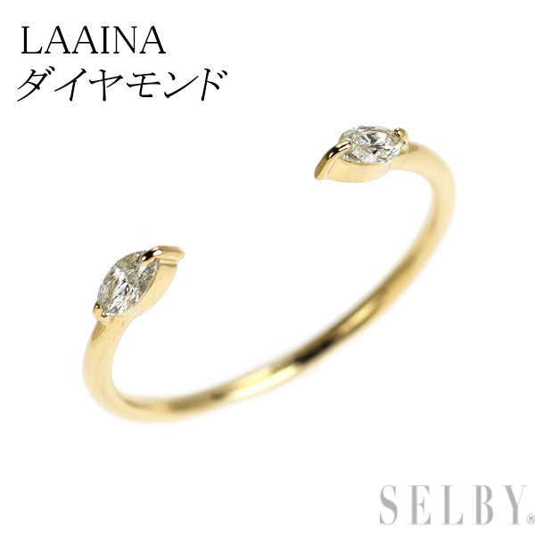 Laaina/ラアイナ K18YG マーキス ダイヤモンド フォークリング