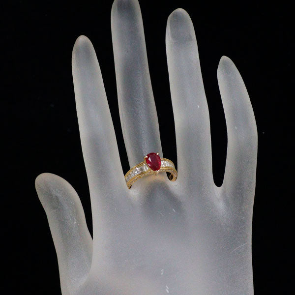 ポンテヴェキオ K18YG ビルマ/ミャンマー産 ルビー ダイヤモンド リング 1.26ct D1.15ct