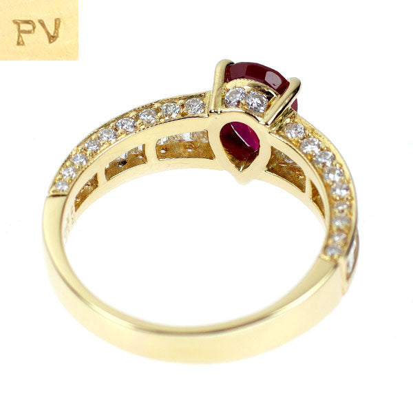 ポンテヴェキオ K18YG ビルマ/ミャンマー産 ルビー ダイヤモンド リング 1.26ct D1.15ct