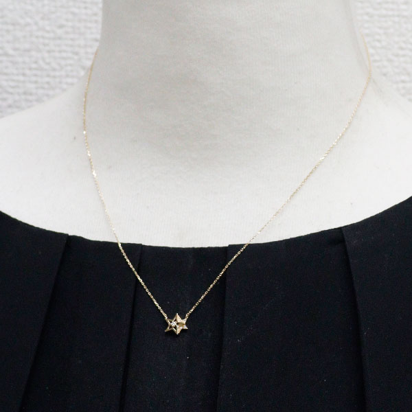 スタージュエリー K10YG ダイヤモンド ペンダントネックレス 0.02ct スター