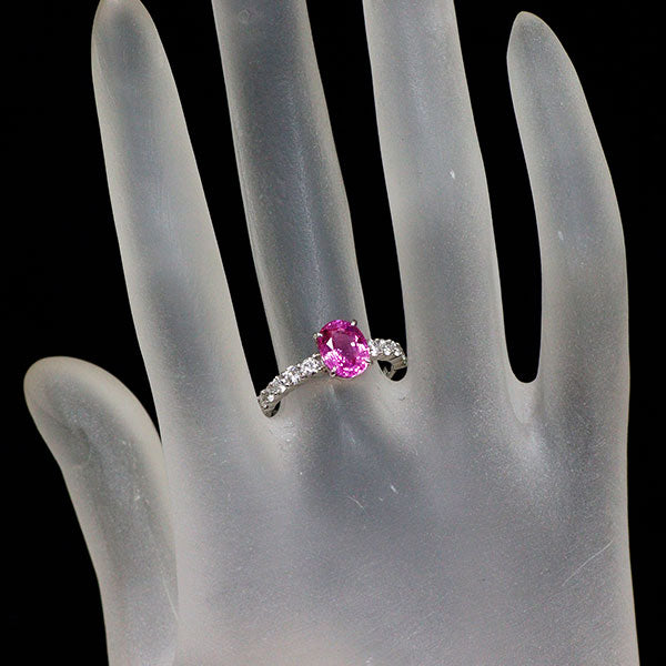 三越 Pt900 ピンク サファイア ダイヤモンド リング 2.04ct D0.48ct