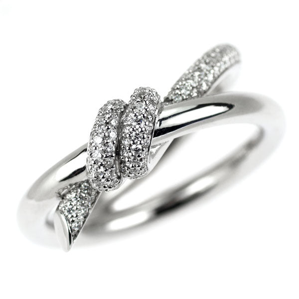 ティファニー K18WG ダイヤモンド リング 0.32ct ノット ダブル ロウ
