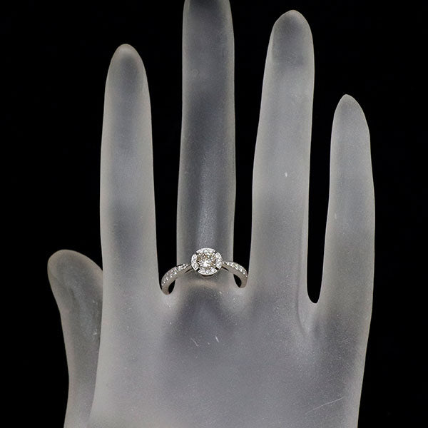 Pt900 多面カット ダイヤモンド リング 0.346ct D0.20ct