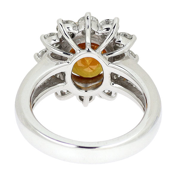 Pt900 オレンジサファイア ダイヤモンド リング 4.55ct D1.38ct