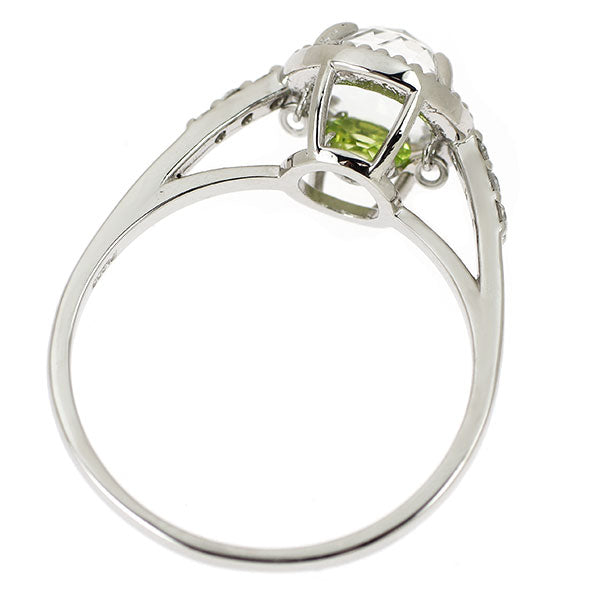Pt900 ローズカットクォーツ ダイヤモンド リング D0.06ct ダンシングペリドット0.15ct