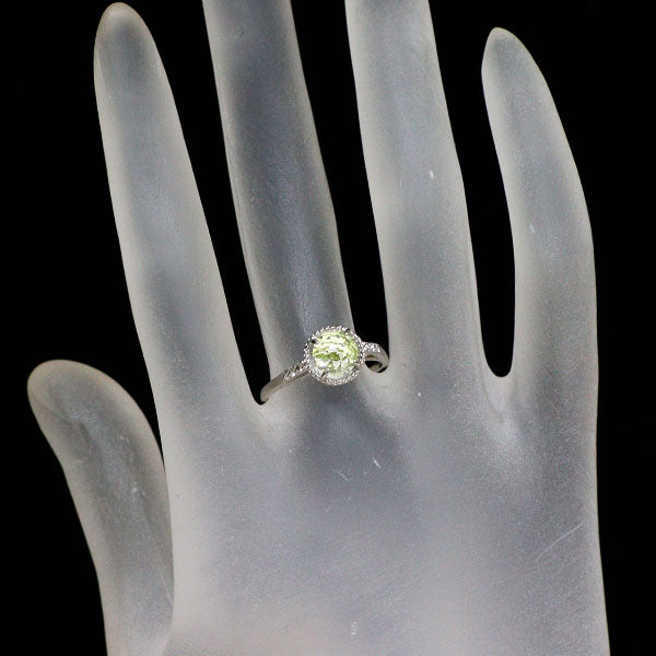 Pt900 ローズカットクォーツ ダイヤモンド リング D0.06ct ダンシングペリドット0.15ct