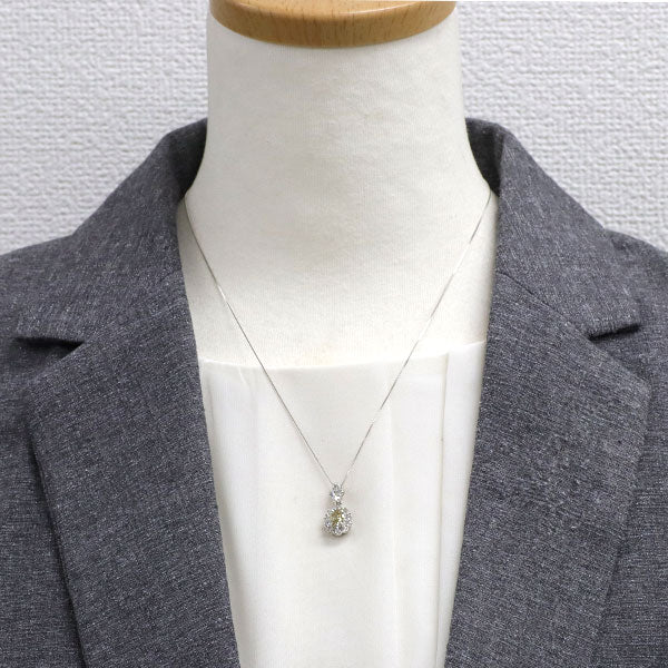 Pt900/ Pt850 天然イエロー ダイヤモンド  ペンダントネックレス 0.909ct FDBGY VS2 D0.57ct