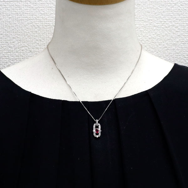 Pt900/ Pt850 ルビー ダイヤモンド ペンダントネックレス 0.51ct D0.51ct