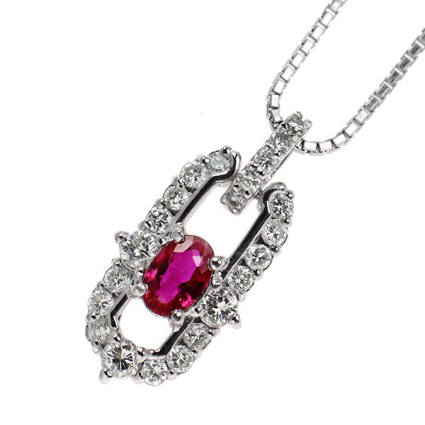 Pt900/ Pt850 ルビー ダイヤモンド ペンダントネックレス 0.51ct D0.51ct