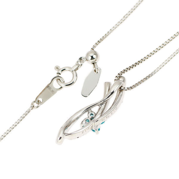 希少 K18WG パライバトルマリン ダイヤモンド ペンダントネックレス 0.12ct D0.10ct フラワー