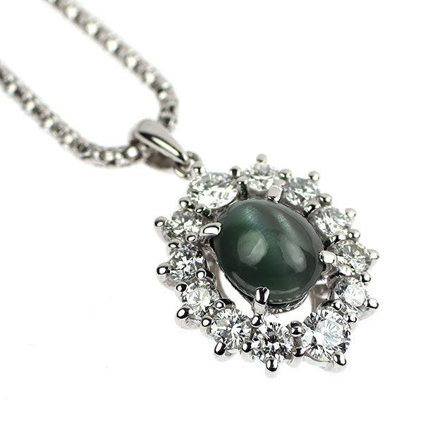 希少 K18WG アレキサンドライトキャッツアイ ダイヤモンド ペンダントネックレス 1.265ct D0.501ct