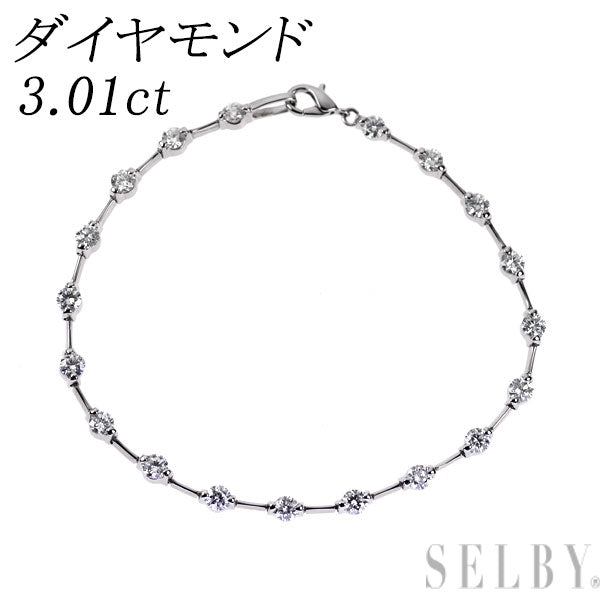 Pt850 ダイヤモンド ブレスレット 3.01ct テニス