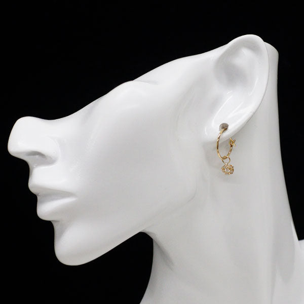 K18YG ダイヤモンド ピアス 0.16ct チャーム付 2way フープ フラワー