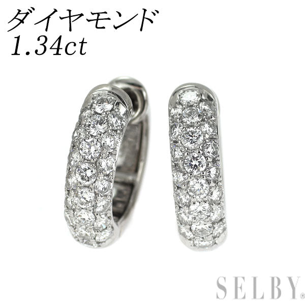Pt900 ダイヤモンド フープ ピアス 1.34ct
