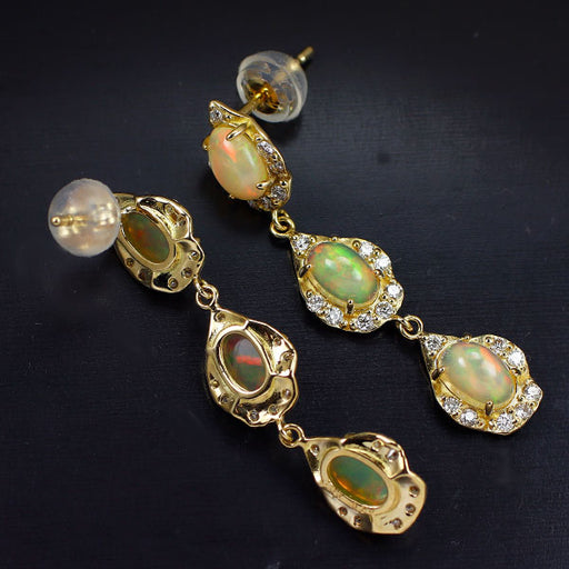 K18YG オパール ダイヤモンド ピアス 2.00ct D0.40ct — セルビー