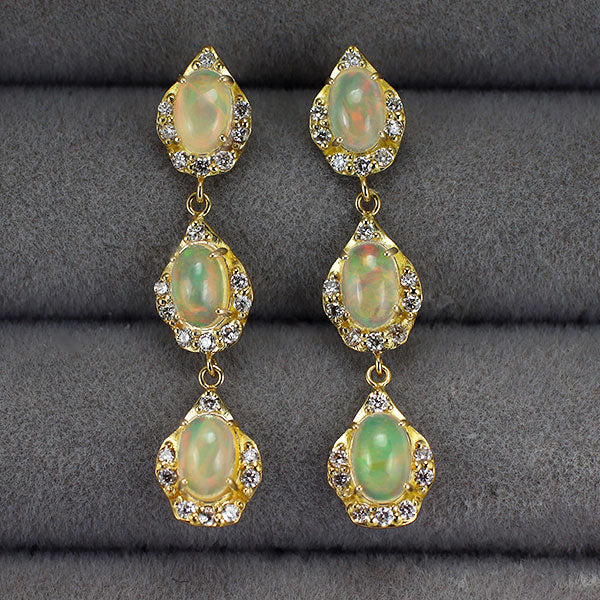 K18YG オパール ダイヤモンド ピアス 2.00ct D0.40ct — セルビー K18YG オパール ダイヤモンド ピアス 2.00ct D0.40ct — セルビー