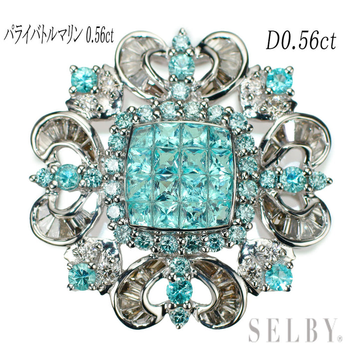 K18WG パライバトルマリン ダイヤモンド ペンダントトップ 0.56ct D0.56ct