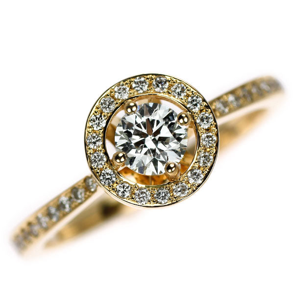 フォーエバーマーク K18YG ダイヤモンド リング 0.30ct D0.17ct