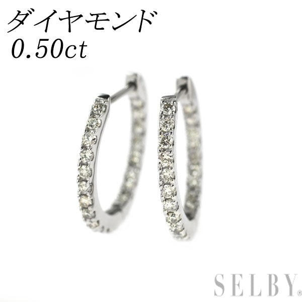 Pt950 ダイヤモンド ピアス 0.50ct  フープ