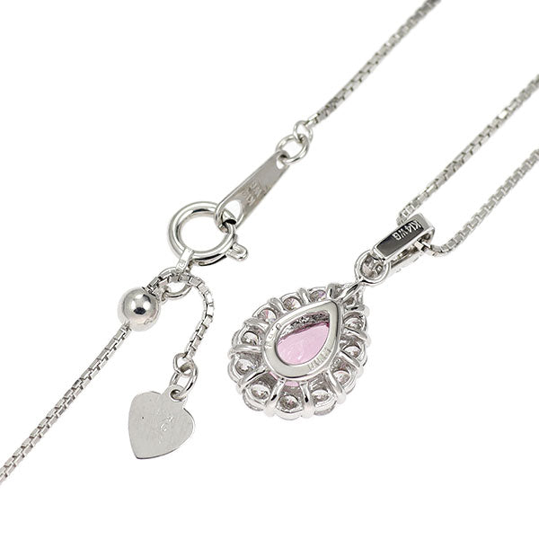 K14WG ピンク サファイア ダイヤモンド ペンダントネックレス 0.64ct D0.51ct