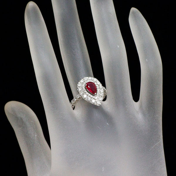 Pt950 ミャンマー/ビルマ産 非加熱ルビー ダイヤモンド リング 0.88ct D0.85ct