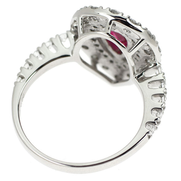 Pt950 ミャンマー/ビルマ産 非加熱ルビー ダイヤモンド リング 0.88ct D0.85ct
