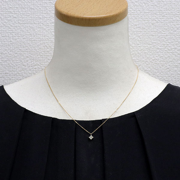 K18YG プリンセスカット ダイヤモンド ペンダントネックレス 0.27ct