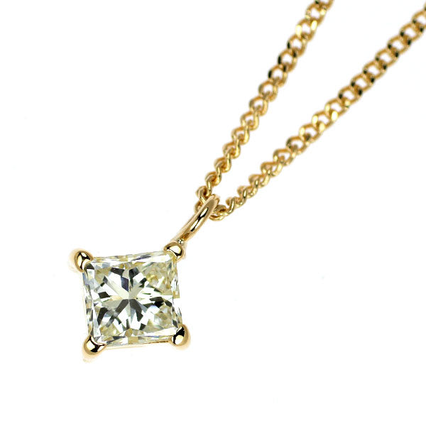 K18YG プリンセスカット ダイヤモンド ペンダントネックレス 0.27ct