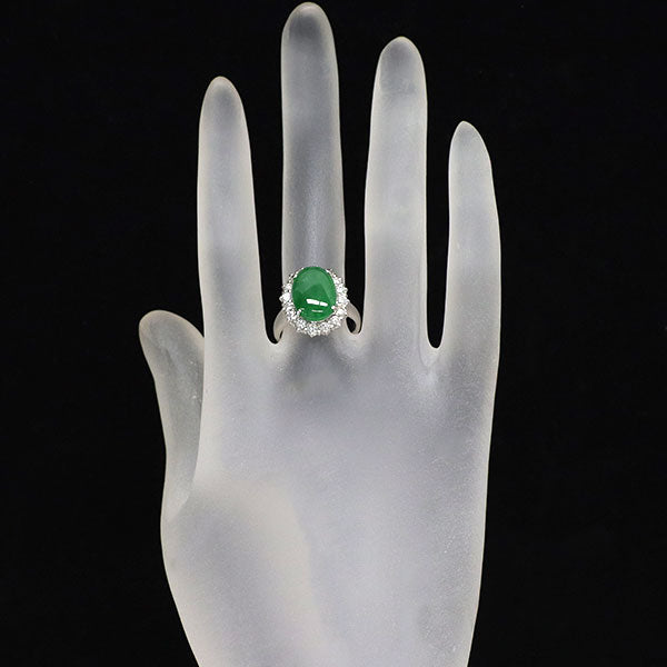 Pt900 翡翠 ダイヤモンド リング 4.294ct D0.875ct