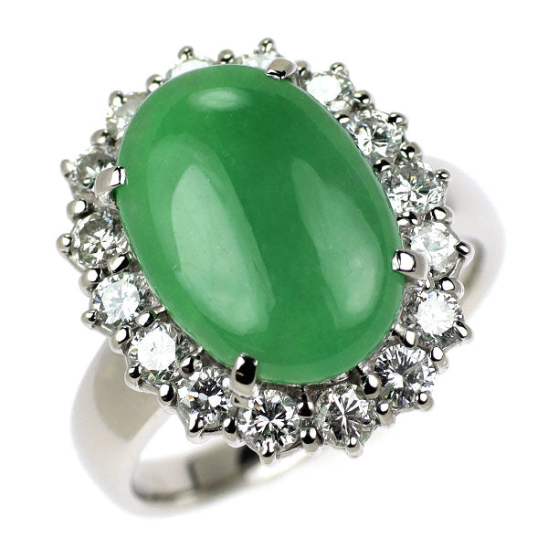 Pt900 翡翠 ダイヤモンド リング 4.294ct D0.875ct
