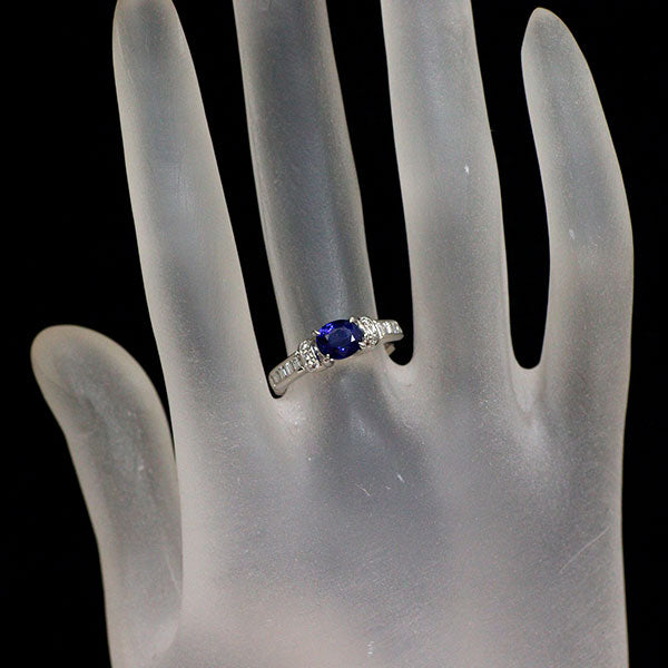 Pt900 サファイア ダイヤモンド リング 1.02ct D0.29ct
