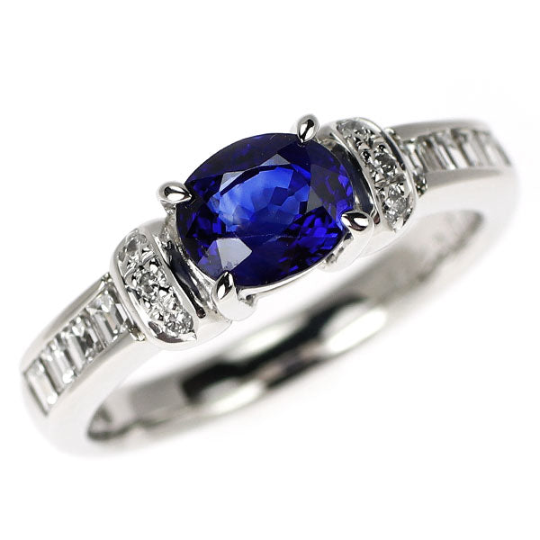 Pt900 サファイア ダイヤモンド リング 1.02ct D0.29ct