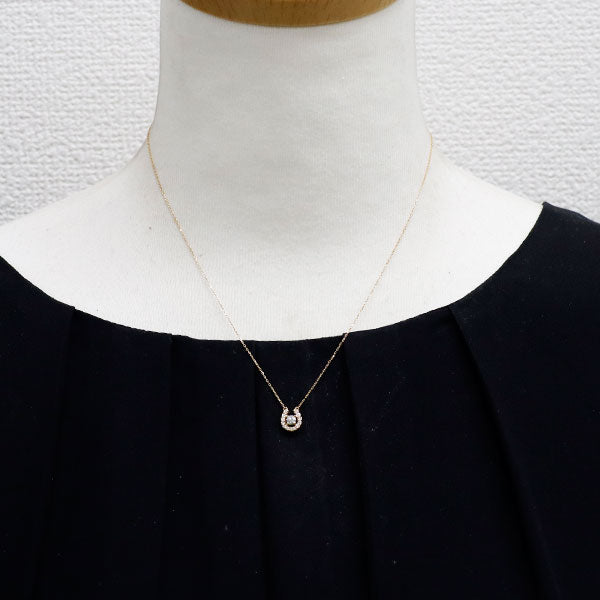 K18YG ダイヤモンド ペンダントネックレス 0.20ct 馬蹄