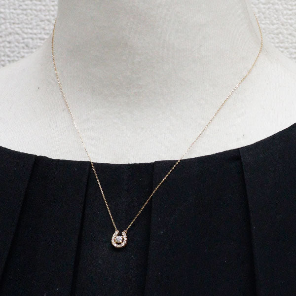 K18YG ダイヤモンド ペンダントネックレス 0.20ct 馬蹄