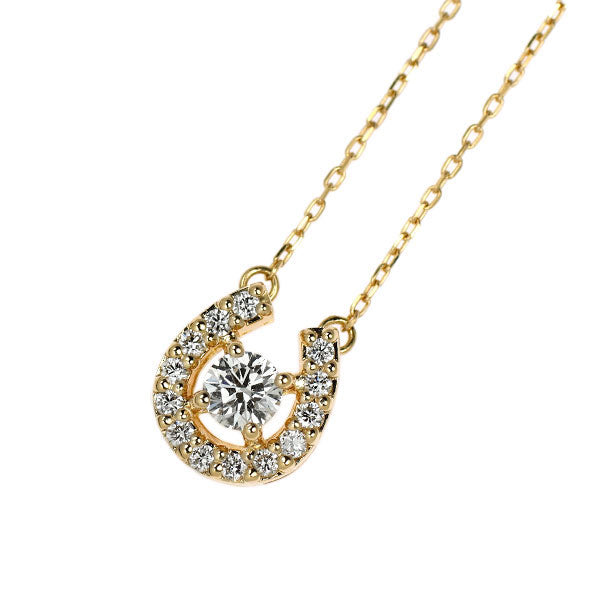 K18YG ダイヤモンド ペンダントネックレス 0.20ct 馬蹄