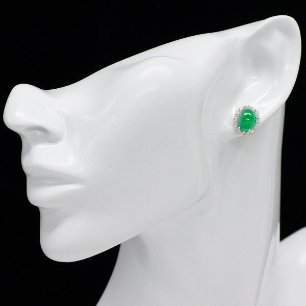 K18WG 翡翠 ダイヤモンド ピアス 4.353ct D0.52ct