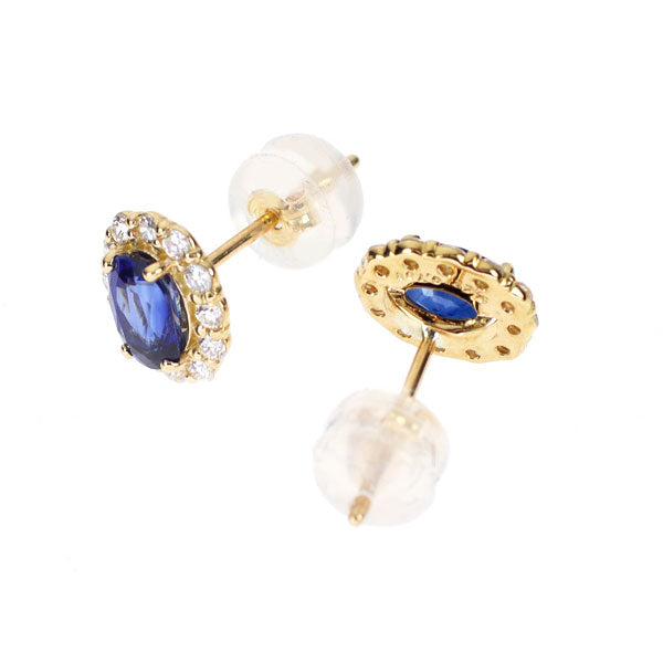K18YG サファイア ダイヤモンド ピアス 0.98ct D0.216ct