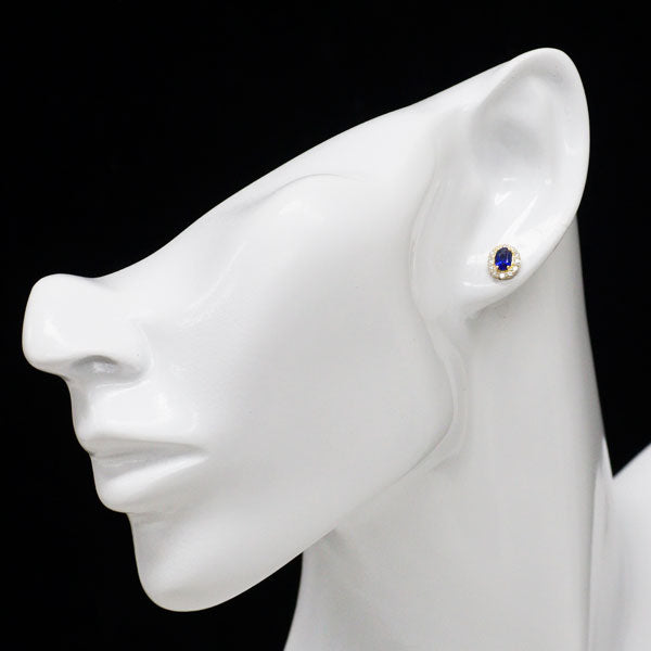 K18YG サファイア ダイヤモンド ピアス 0.98ct D0.216ct